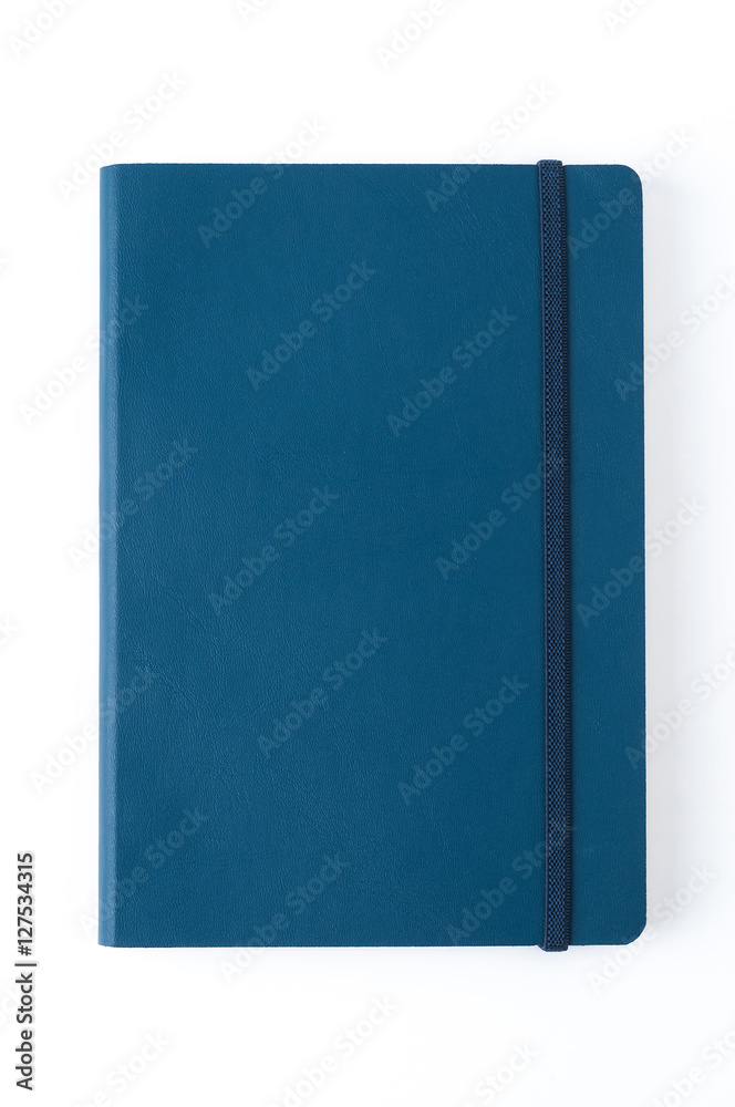 Blue leather notebook isolated on white background Blue leather notebook isolated on white background