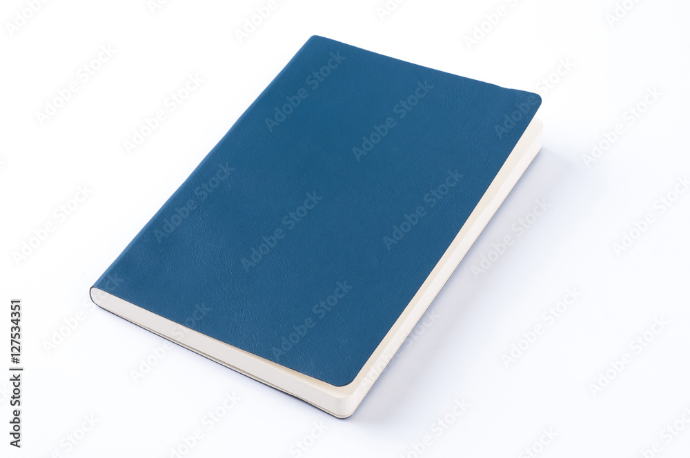 Blue leather notebook isolated on white background Blue leather notebook isolated on white background