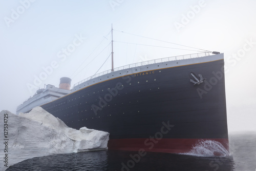 Titanic ship with iceberg photo