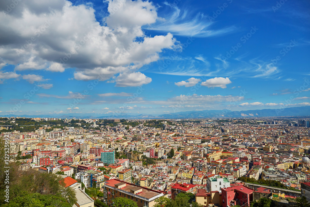 Aerial scenic view of Naples, Southern Italy