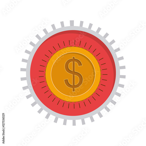 image with currency symbol dollar in toothed circle vector illustration photo