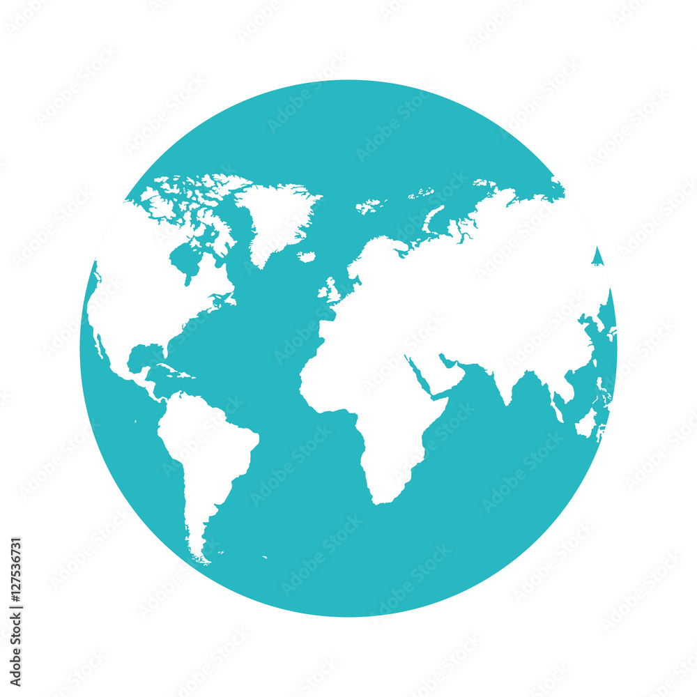 silhouette with sphere planet earth vector illustration