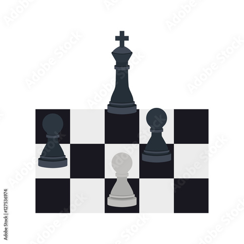 silhouette with king and pawns chess vector illustration