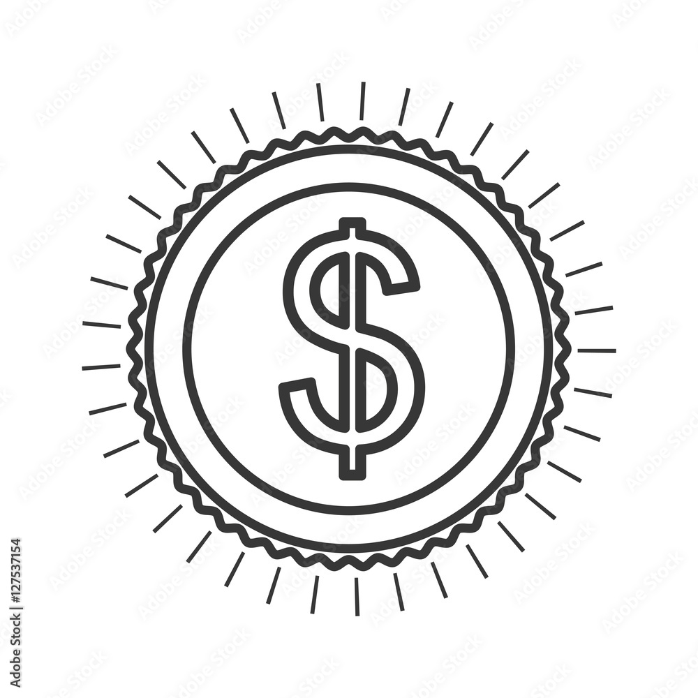 monochrome contour in currency symbol dollar vector illustration monochrome contour in currency symbol dollar vector illustration