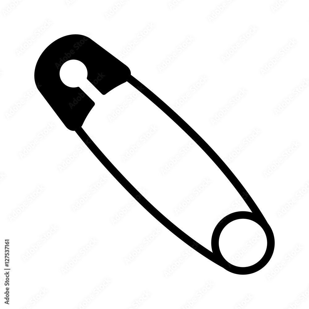 Safety pin or diaper pin flat icon for apps and websites Stock Vector
