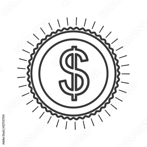 monochrome contour in currency symbol dollar vector illustration photo