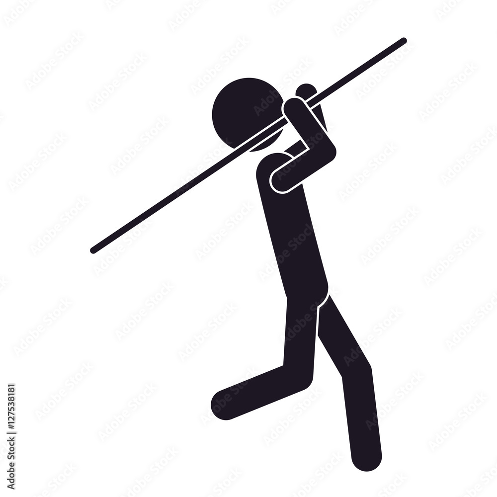 monochrome silhouette with gymnast launch Javelin vector illustration vector illustration