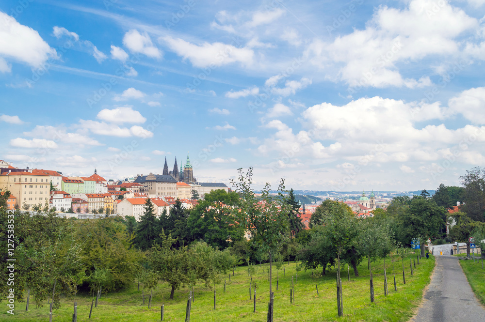 Prague Castle and Saint Vitus Cathedral, Czech Republic. Panoramic view