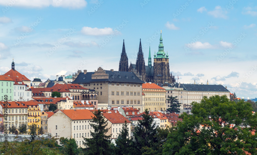 Prague Castle and Saint Vitus Cathedral, Czech Republic. Panoramic view