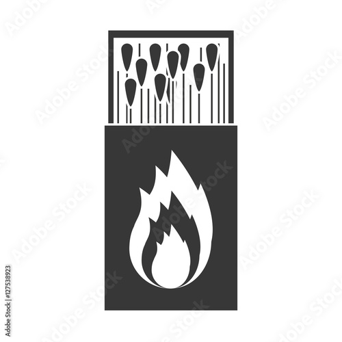 monochrome silhouette of matchbox with logo flame vector illustration