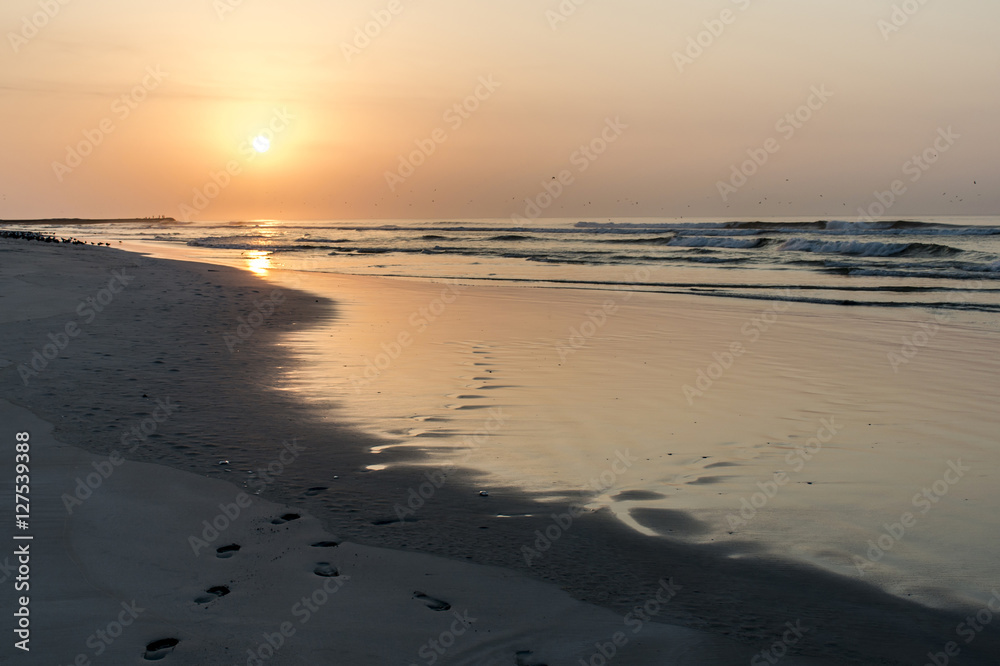 Amazing Sunset red waves at beach Salalah Oman 10