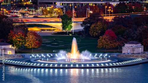 Point State Park in Pittsburgh, Pennsylvania and the iconic illuminated water fountain.