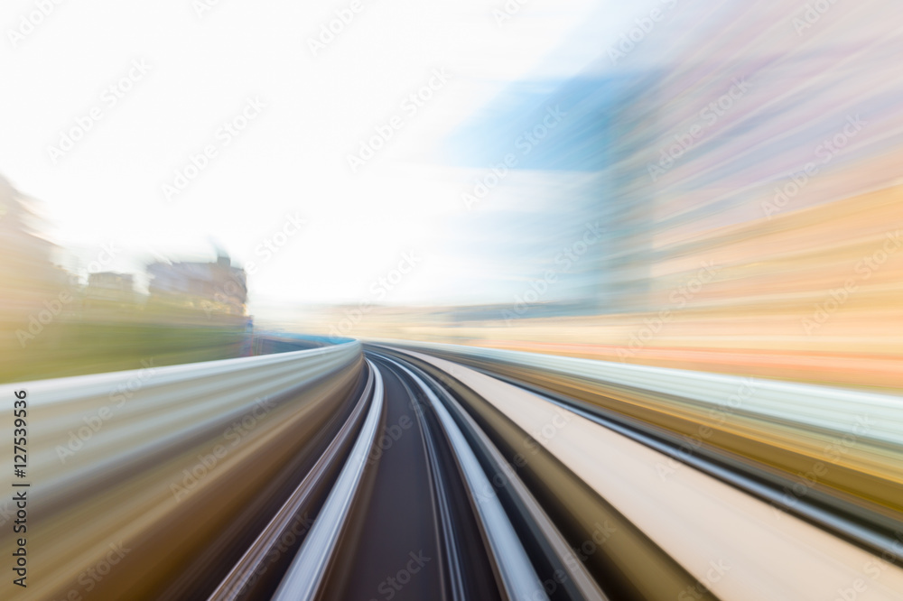 Obraz premium Speed motion in urban highway road tunnel
