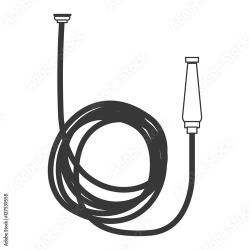 contour nozzle silhouette with hose of fireman vector illustration
