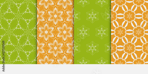 Seamless floral patterns set. Vector illustration. Texture for design wallpaper, pattern. ethnic ornament