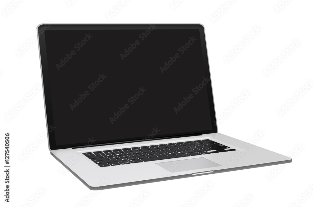 Modern metallic laptop on white background 3D rendering Modern metallic laptop on white background 3D rendering