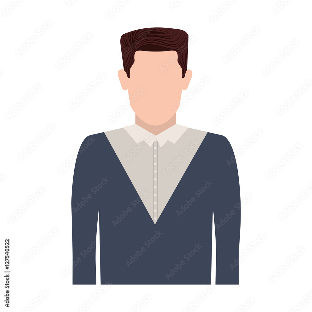 half body silhouette man with hair straight vector illustration