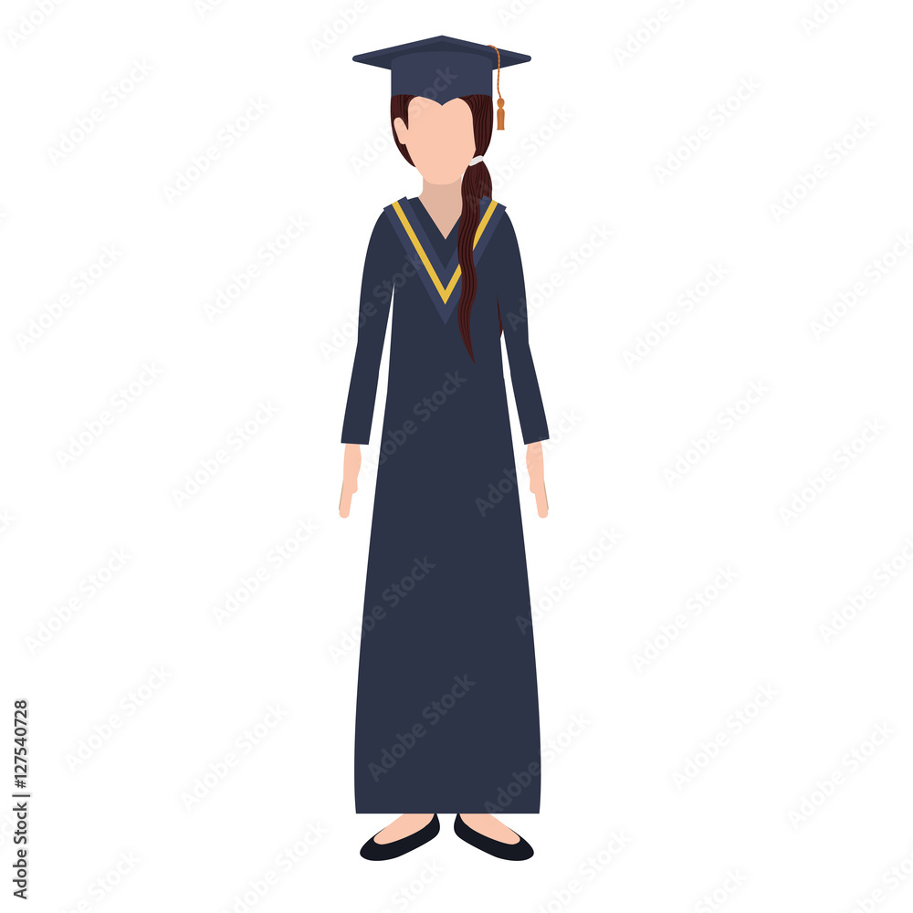 silhouette woman with graduation outfit and ponytail hair vector illustration silhouette woman with graduation outfit and ponytail hair vector illustration