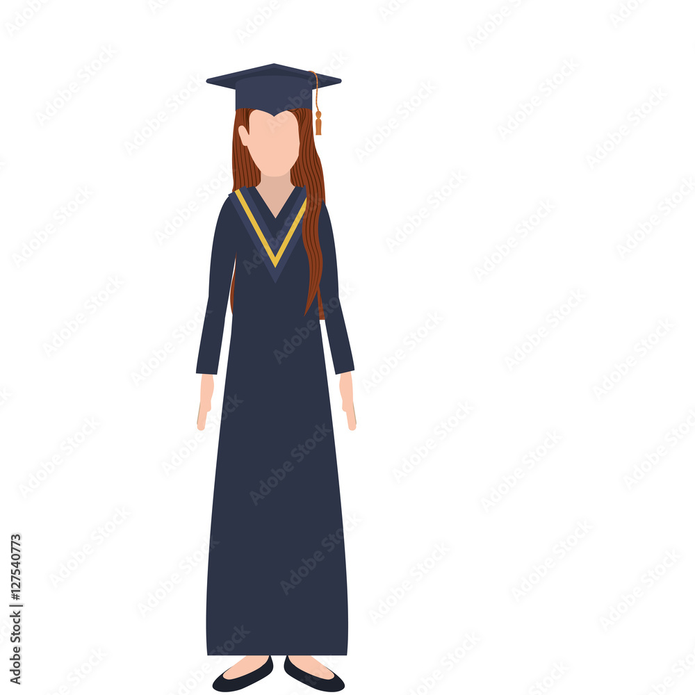 silhouette woman with graduation outfit and long redhair vector illustration silhouette woman with graduation outfit and long redhair vector illustration