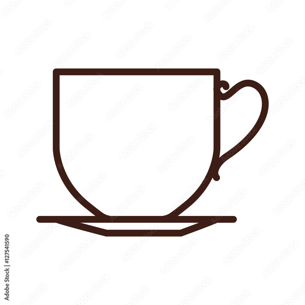 silhouette classical cup with handle and dish vector illustration silhouette classical cup with handle and dish vector illustration