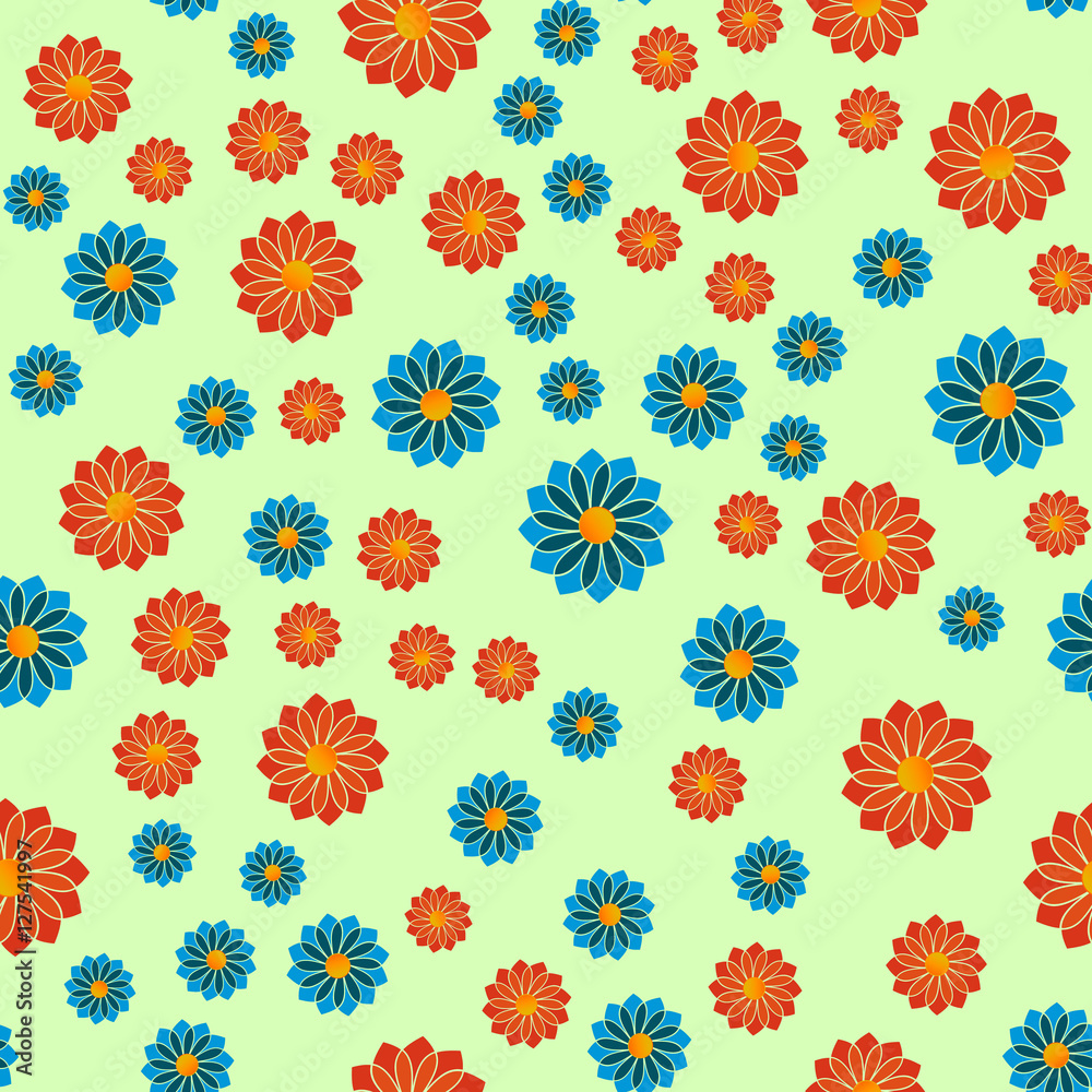 Seamless pattern with color flowers