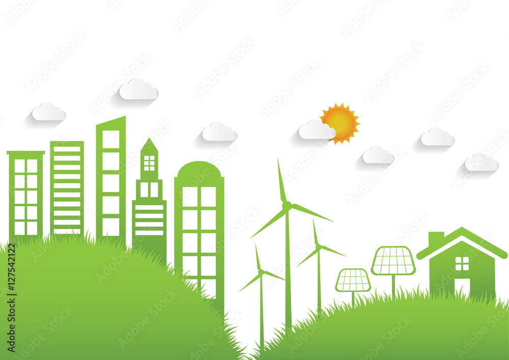 Obraz premium .Ecology connection concept background . Vector infographic illustration