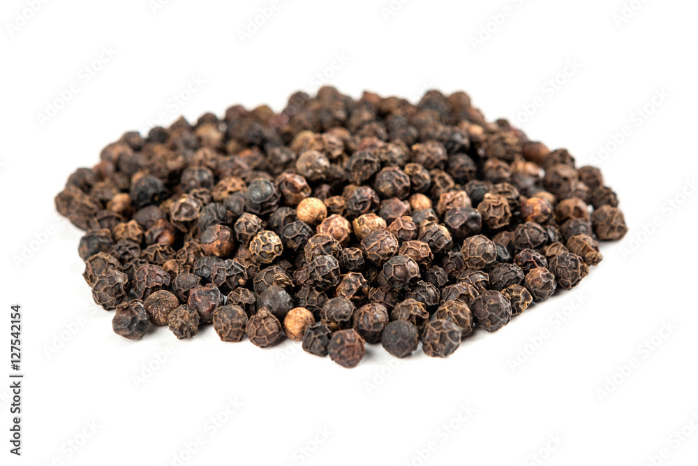 Pile of black peppercorns isolated on white background Pile of black peppercorns isolated on white background