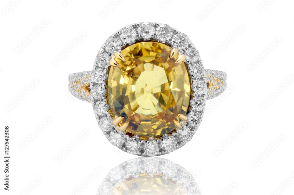 anillo argolla en oro plata y platino con diamante amarillo y diamantes  blancos, con citrino y