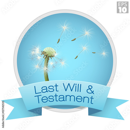 Last will and testament icon with dandelions blown by the wind
