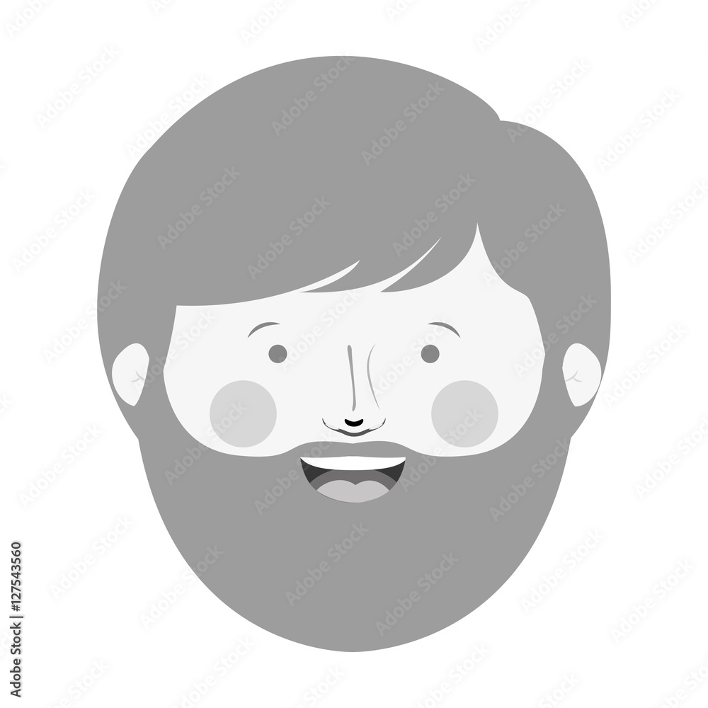 monochrome man head with beard and smiling face vector illustration monochrome man head with beard and smiling face vector illustration