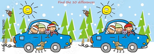 winter time, game for children, find ten differences