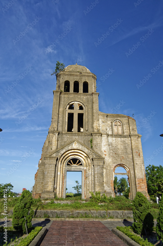 War Evidence of Tam Toa Church Steeple, Vietnam - 2014-Sep