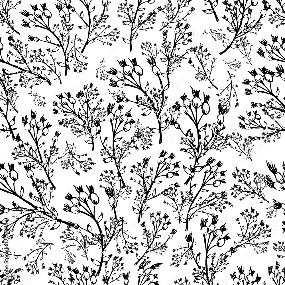 Floral seamless pattern, sketch for your design Floral seamless pattern, sketch for your design