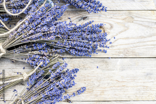 Lavender bunches on wood