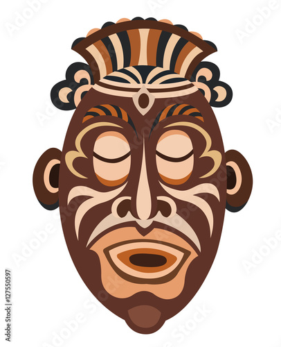 African human Papuan ethnic exotic mask isolated on a white background.