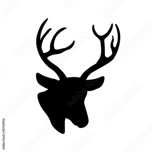 deer head vector illustration  black silhouette © wectorcolor