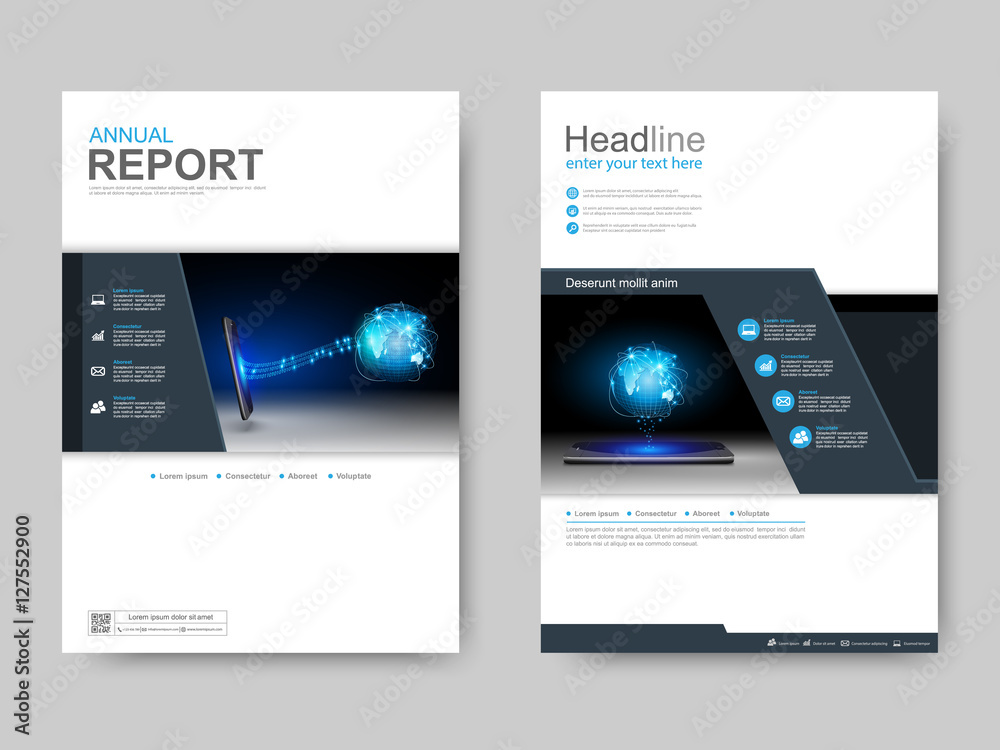 Smartphone technology cover page, annual report, Business templates