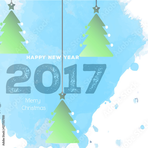 Happy new year 2017 creative greeting card design . Year 2017 vector design element