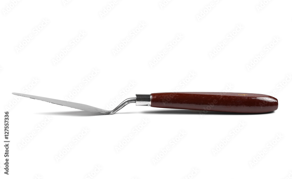 Obraz premium painting tools, metal spatula and brush isolated on white