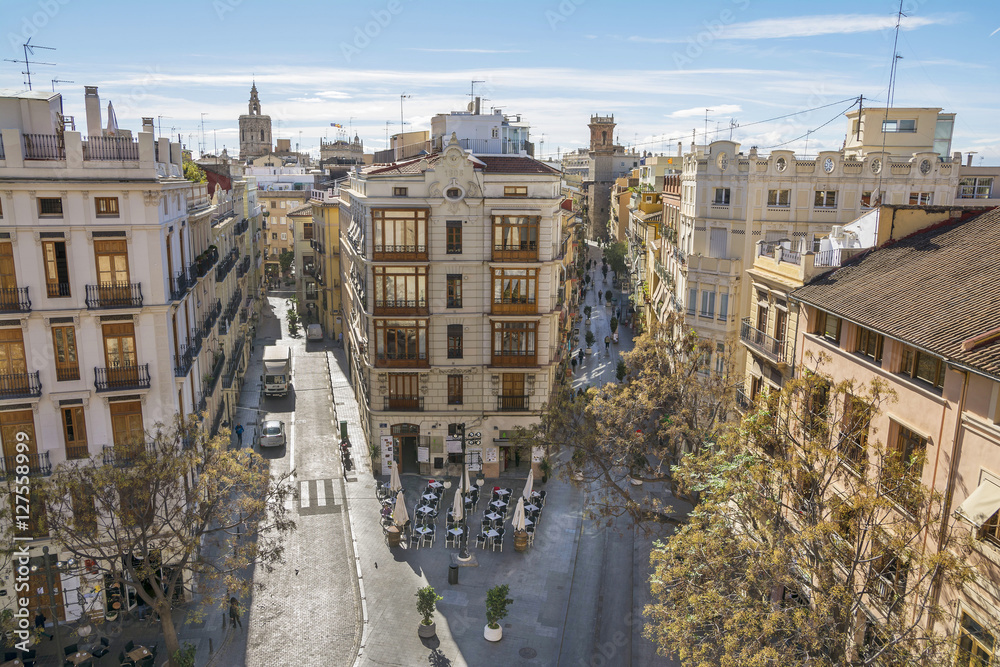 View of Valencia, Spain ,from Serrano Towers, ancient gate of the city