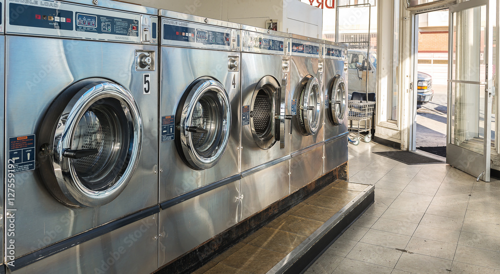Laundry machines in public laundromat Laundry machines in public laundromat