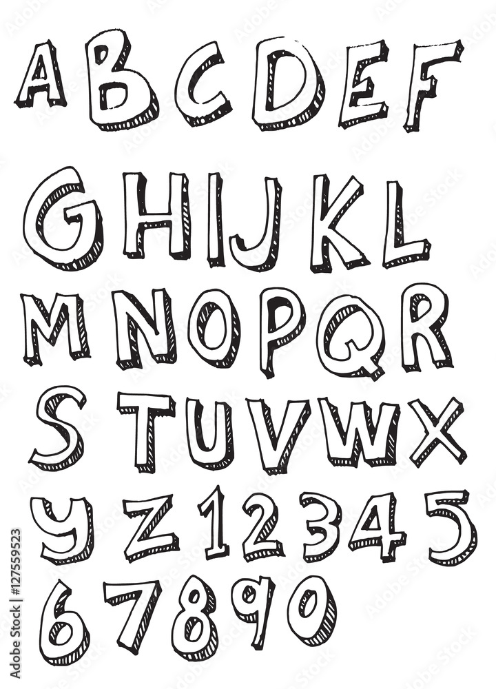 Hand drawn alphabet letters Vector eps10