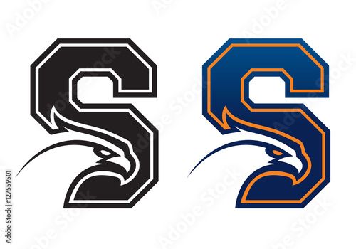 Letter S eagle head college logo