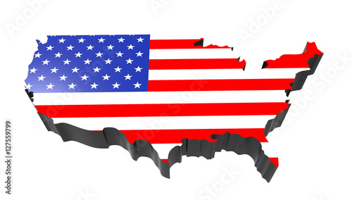Map with the Flag of the United States of America