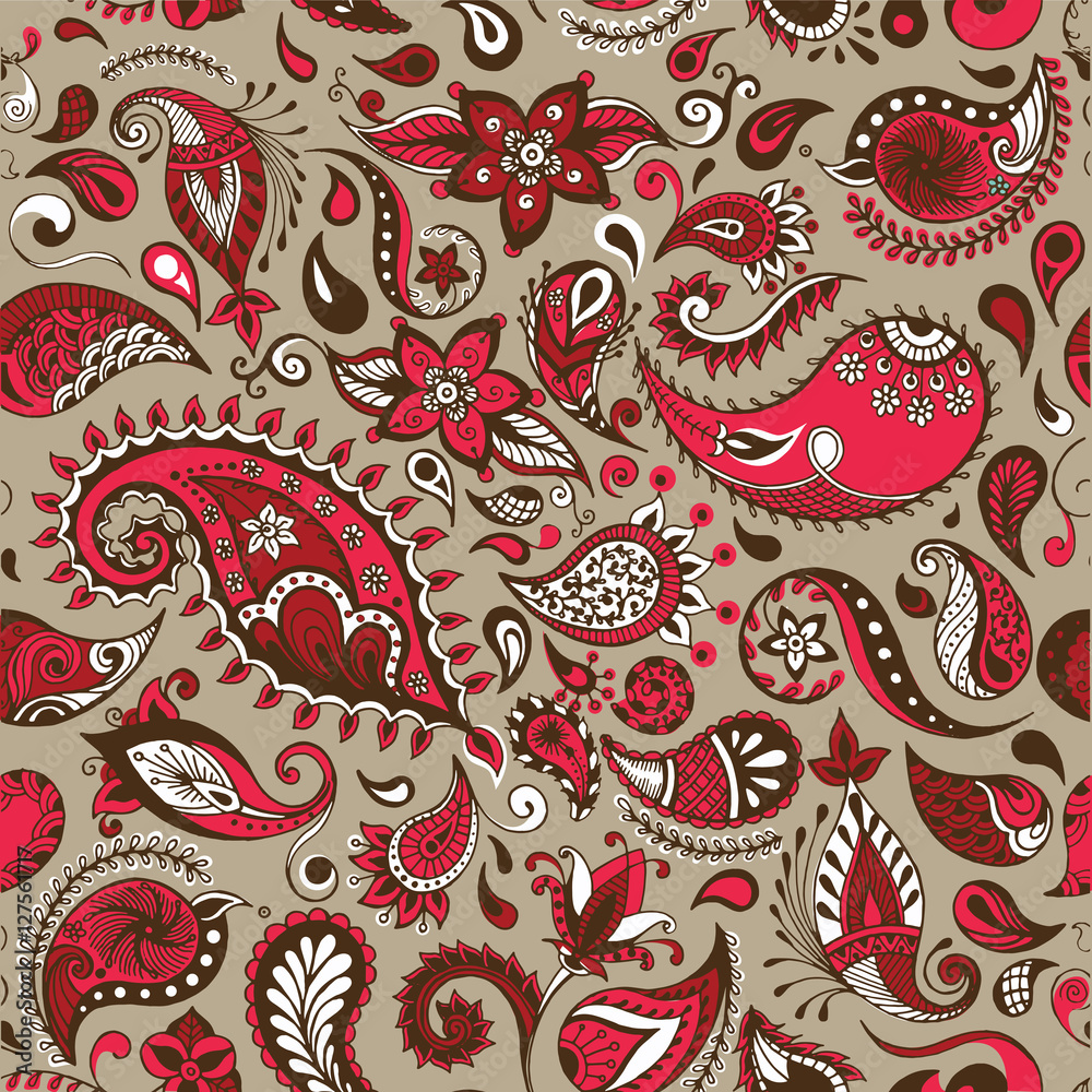 Naklejka premium Vector vivid flower pattern. Seamless botanic texture, detailed illustrations. 