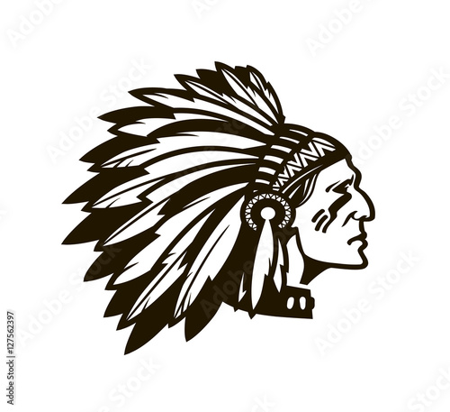 American Indian Chief. Logo or icon. Vector illustration photo