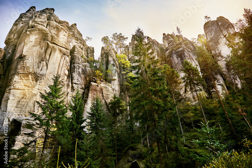 Fantastic view of the andstone Pillars. Teplice-Adrspach Rock To