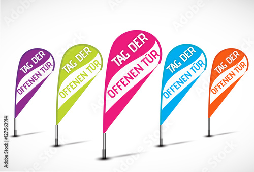 Multicolored floating banners : tag der offenen tür

