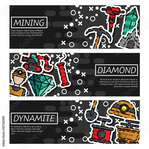 Set of Horizontal Banners about Mining