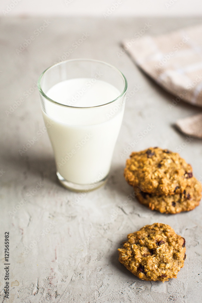 glass of milk and oatmeal cookies glass of milk and oatmeal cookies